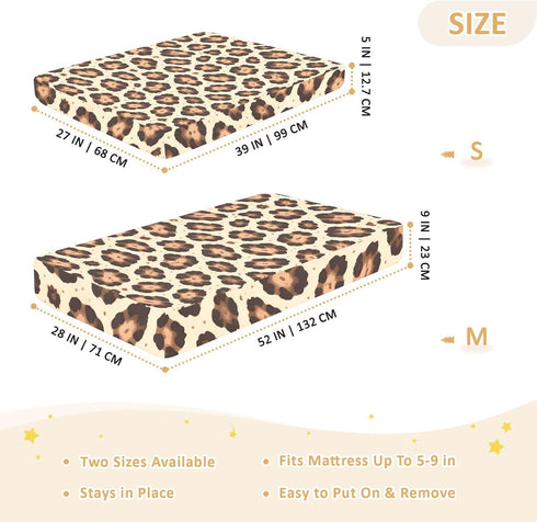 CZXW 52" 28" Wild Leopard Pattern Crib Sheets Fitted x Natural Cotton Soft & Breathable for Baby Crib Mattress