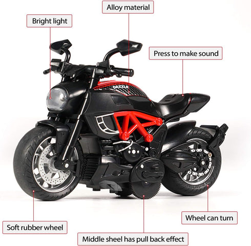 Toy Motorcycle - Pull Back Cars with Sound and Light for Kids, Motorcycle Toys for Boys Age 3-9