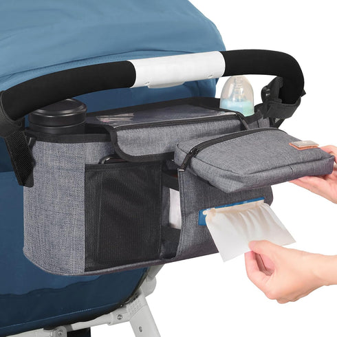 Homlynn Universal Stroller Organizer, Stroller Large Storage Bag with Cup Holders &