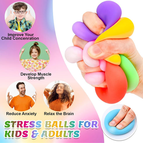 24 Pack Stuffers(2") Stress Balls for Kids Adults,Slow Rising Stress Ball, Fidget Toys for Anxiety Relief,Hand Therapy