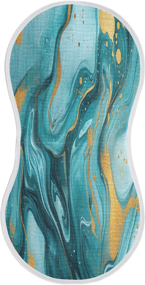 YETTASBIN Blue Gold Marble Muslin Baby Burp Cloth, Super Soft Absorbent Cotton Burp