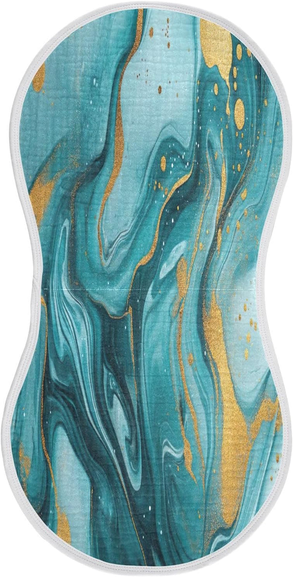 YETTASBIN Blue Gold Marble Muslin Baby Burp Cloth, Super Soft Absorbent Cotton Burp