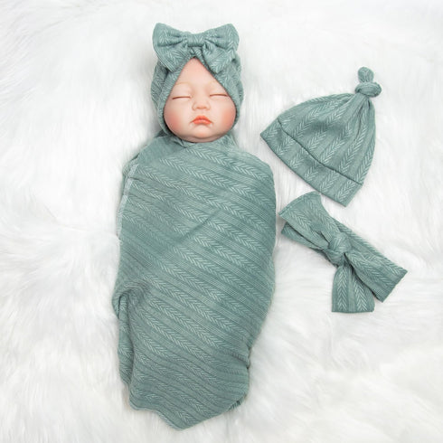 Reborn Baby Dolls Clothes Swaddle Blanket Set, 4 Pieces for 17-22 Inch Dolls, Girl Fake Baby