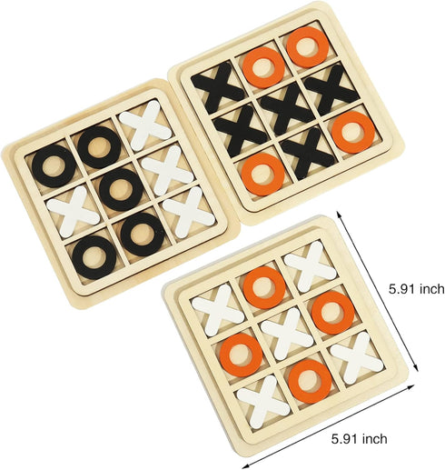 Wooden Board Tic Tac Toe Game, Classical Family Puzzle Toy, Random Color