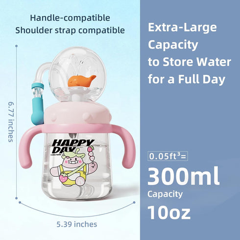 10oz/300ml 1-3,Kids Comobebe Whale Fountain Cup for Kids Toddlers: Spill Proof Toddler Sippy,Straw Cup with Handle