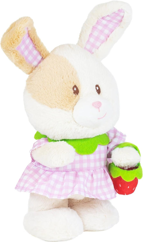 10" Cuddle Barn Animated Easter Bunny Plush - Bouncing Buttercup | Musical Dancing Rabbit with Strawberry Bag |