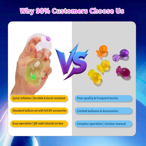195PCS 3+ Amy&Benton DIY Sticky Balloons with Pump, Space Rocket Balloon the Funny Inflator Toy, Magic Balloon Maker