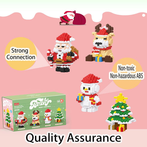 Christmas Building Blocks Sets 4 in 1, Compatible for Lego Micro Blocks, Holiday Present for Kids