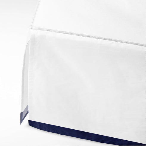 Navy Crib Skirt with White Band - Bacati Mix N Match
