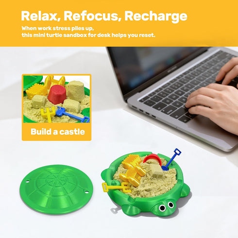 Estairkas Mini Turtle Sandbox Zen Garden for Desk, Desktop Sandbox on the Go Stress Relief, Mini Desk Zen Sand Garden