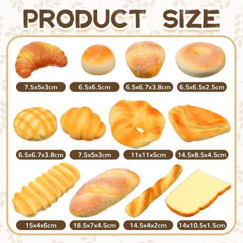 12 Chivao Pieces Fake Food Realistic Artificial Slice Fake Decoration Macaroon Birthday Faux Simulation Croissant Model
