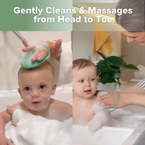 1pk-Pea haakaa Silicone Shampoo Brush - Cradle Cap Brush Comb - Baby Hair Scrubber - Baby Bath Essentials - Green