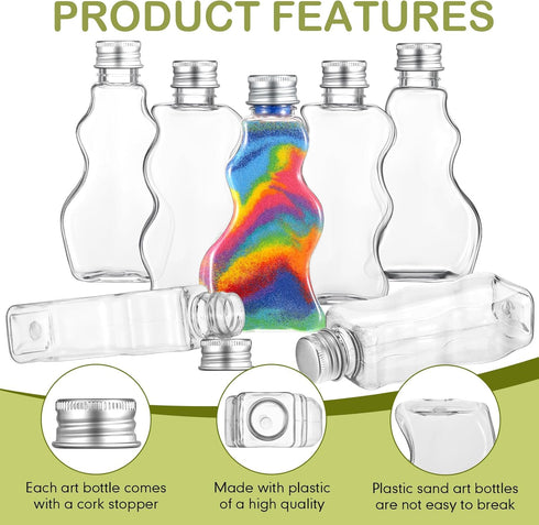 30 Packs 2.5 oz Plastic Sand Art Bottles with Lids for Kids, Clear Containers for Sand Art Crafts