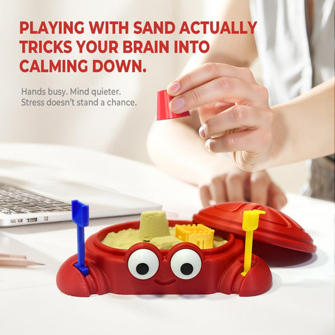 HouseBegan Mini Crab Sandbox Zen Garden for Desk, Desktop Sand Box with Lid for Stress Relief, Relaxing Office Desk