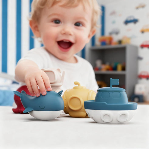 8Pcs Set MarcZero Ocean Silicone Bath Toys for Toddlers Kids Babies,Bathtub Water Toys,Soft Squeezable Easy-Grip Pool