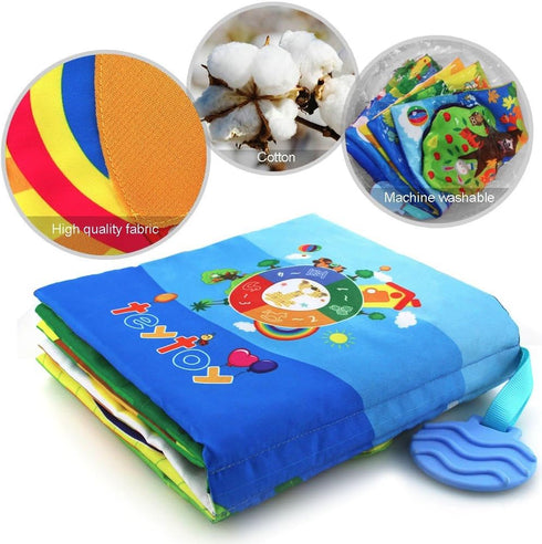 Infant Soft Book, Educational Baby Books 6 to 12 Months, Nontoxic Fabric Touch & Feel Crinkle Cloth for Babies