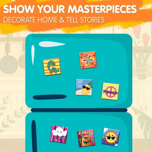 24 JOYIN Magnetic Mini Tiles Art Kit, Creativity DIY Paint, Arts and Crafts for Kids, DIY Supplies for Party Favors