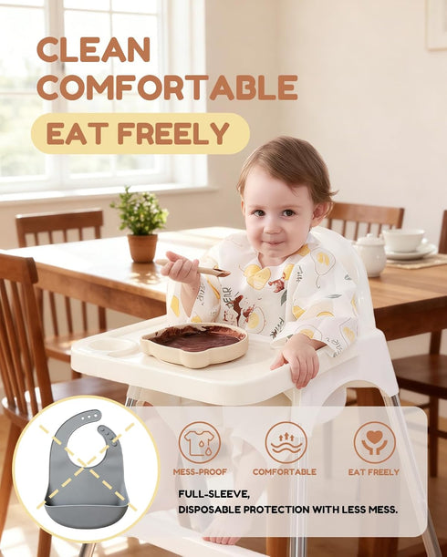 SauGonb 16/36 Disposable Baby Bibs for Baby Boys and Girls - Long Sleeve Bib Individually Wrapped Waterproof Baby Bibs