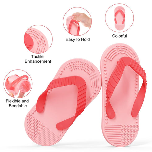 Silicone Teething Toys, 2PCS Flip-Flop Shaped Teething Toy for Babies 3-12 Months | Textured Silicone for Sore Gums
