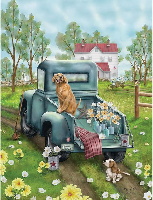 Bits and Pieces - 300 Piece Jigsaw Puzzle for Adults, Fresh Flowers - 300 pc Large Piece Country Dogs Puzzle