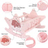 Set, 3+ Offelec Wooden Baby Doll Crib Pink Baby Doll Bed Toys, Rocking Baby Doll Cradle Accessories, Play Cradle