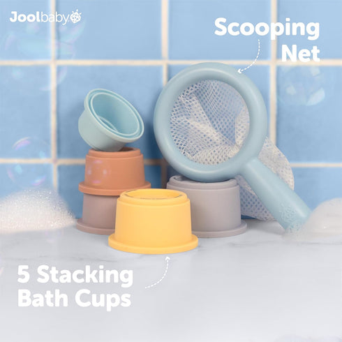 15-Piece Set Jool Baby Bathtub Toys Gift Bath Squirts, Rubber Ducks, Whale Fidget Spinner Toy Bath Toy Storage