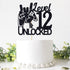Cos mos Video Game Level 12 Unlocked Birthday Cake Topper, Black Glitter Decorations for 12th Birthday Party