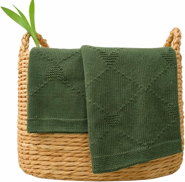 Cotton Baby Blanket with Heart Patter Soft Breathable Newborn Blanket for Boys