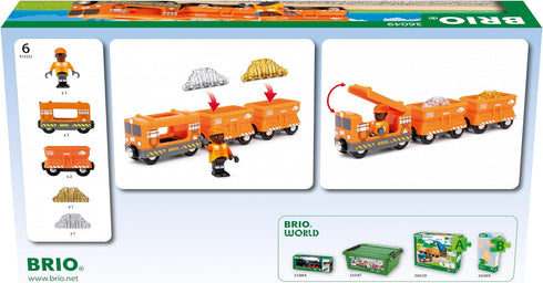 36049 Set 3 BRIO World Gold Cargo Train | Toy Train for Kids Aged Years Up