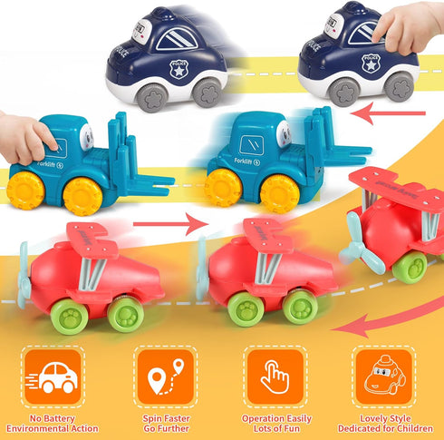 ALASOU 9 PCS Baby Cranes Car Toys with Playmat, 1st Birthday Gifts for 1-2 Year Old Boys