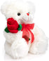 12 Inches HollyHOME Teddy Bear Stuffed Animal Rose Bear with Red Bow Soft Plush Toy Holiday Toy Gift White
