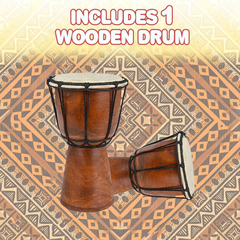 ArtCreativity 8 Inch Mini Wooden Toy Drum, Rustic Brown Musical Instrument for Children, Birthday Party Favor