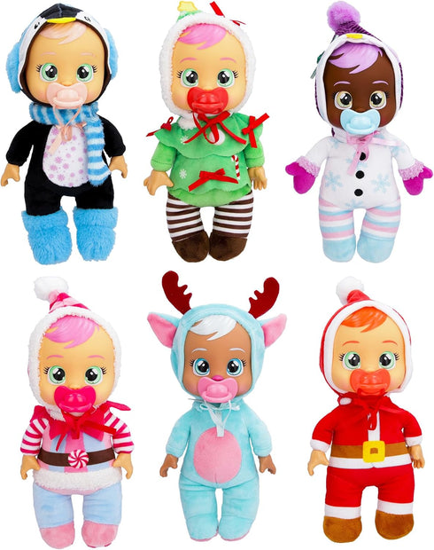 Cry Babies Tiny Cuddles Christmas Noelle - 9" Baby Dolls, Cries Real Tears, Christmas Tree Themed Pajamas