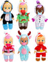 Cry Babies Tiny Cuddles Christmas Holly Baby Doll - 9" with Real Tears, White Snowman Themed Pajamas