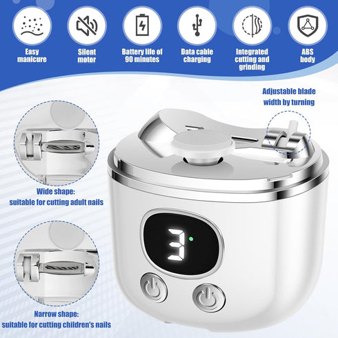 PHWRECZ Trimmer 3 2 .5X Trimmer Electric Nail Clippers, Automatic Nail with Speed Adjustment Magnifying Glass USB