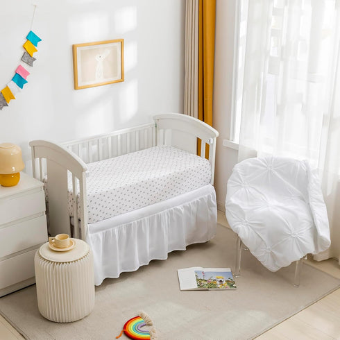 3-Piece Set Pinch PINNKKU Crib Bedding for Boy Girls, Includes Crib Skirt, Blanket and Sheet, Baby Bedding, Pintuck
