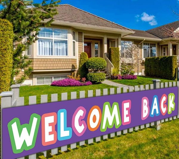 Large Welcome Back Banner for Homecoming Party Decorations, Back to School Signs, Outdoor Indoor (9.8 x 1.6 feet)