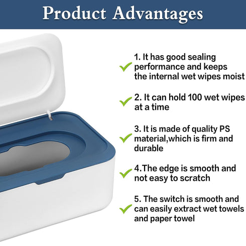 NOVWANG Wipes Dispenser Baby Wipe Holder with Lids, Keeps Wipes Fresh, Refillable Wipes Container with Sealing Design