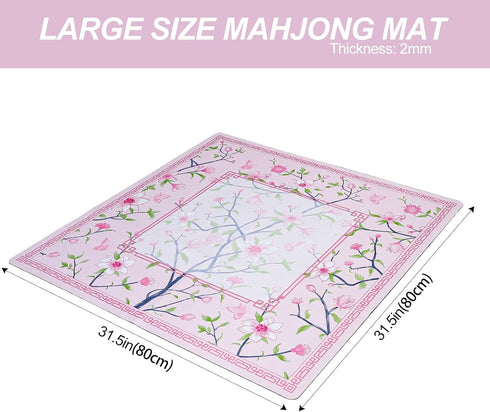 (31.5x31.5) Jongyance Pink Printed Mahjong Mat with Black Carrying Bag, Anti-Slip, Noise-Reducing, Mahjong Table Mat