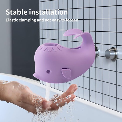 CAROFAFA Faucet Cover Bathtub Baby Spout Cover Soft,Bath Faucet Cover for Baby's and Kid's Safety (Whale Purple)