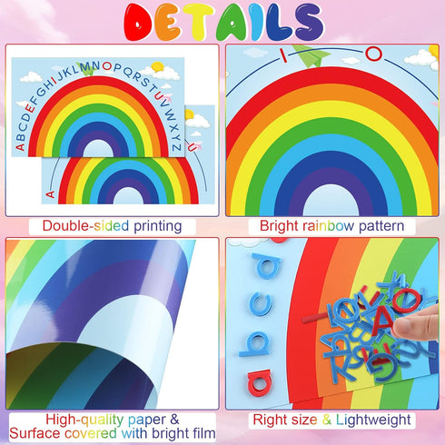 Geyee 2 Pcs Double Sided Rainbow Alphabet Arc Mats Colorful Foam Abc Letters and Arc Mats for Alphabet Recognition