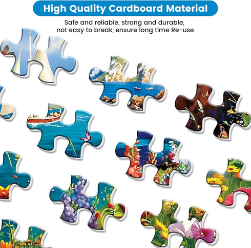300 Pieces Puzzles for Adults, Colorful Garden By The Ocean, Recycled Paper, Great Gift Idea