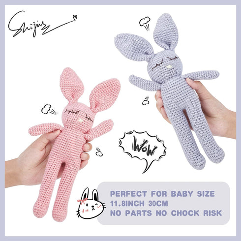 Moni's Choice Handmade Stuffed Plush Baby Crochet Bunny Rabbit, Grey Lovey Sleep Toy for Newborns