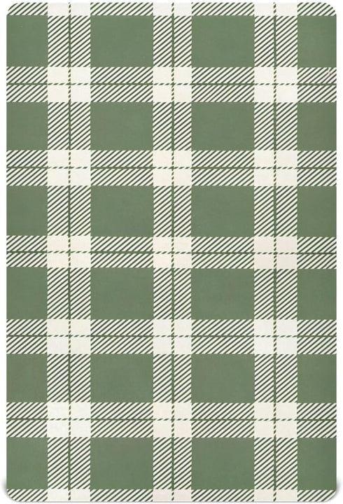 YANENDIE Olive Green Gingham Plaid Crib Sheets - Boys & Girls Cotton Crib