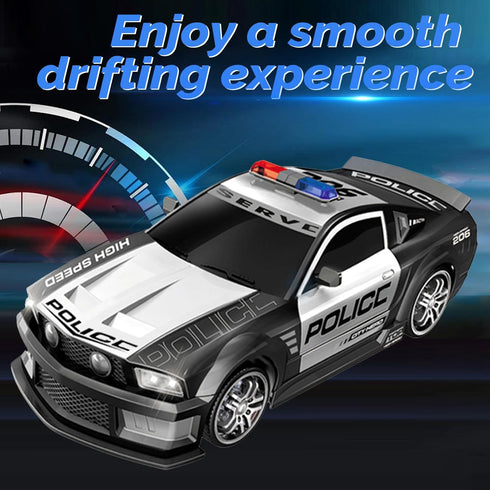 GoolRC 1:12 Scale RC Drift Car 2.4GHz Remote Control Police Car with Lights Siren 4WD High Speed Racing Toy