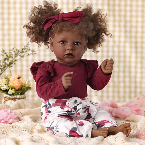 BABESIDE 3 Pcs Reborn Baby Doll Clothes for 17-22 Inch Baby Dolls, Baby Doll Accessories with Floral Pattern fit Newborn Baby Doll Girl, Red