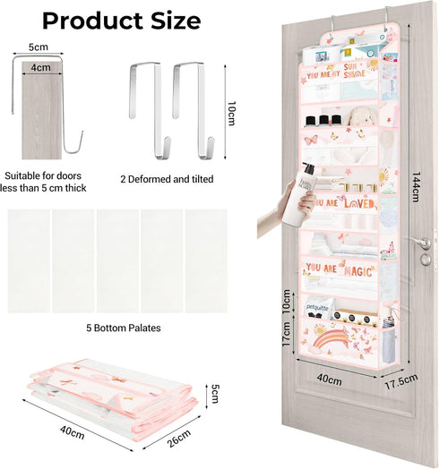 Closet 5-Tier Clastyle Rainbow Over the Door Organizer Cloud Nursery Hanging Storage Organizer for Girls Clothes Diaper