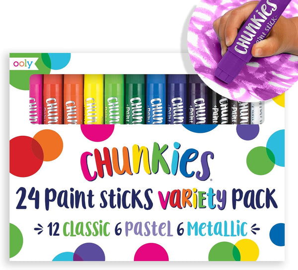 Ooly Chunkies 24 Paint Sticks For Kids, Tempera Paint Sticks Variety Set,