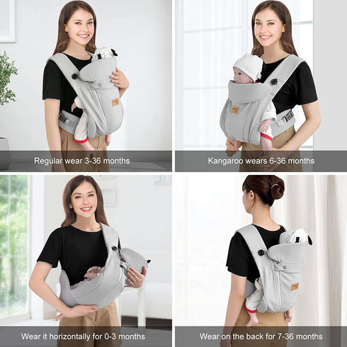 New Upgrade Ergonomic Baby Carrier Newborn Toddler Wrap Carrier,Hands Free Baby Sitting Support