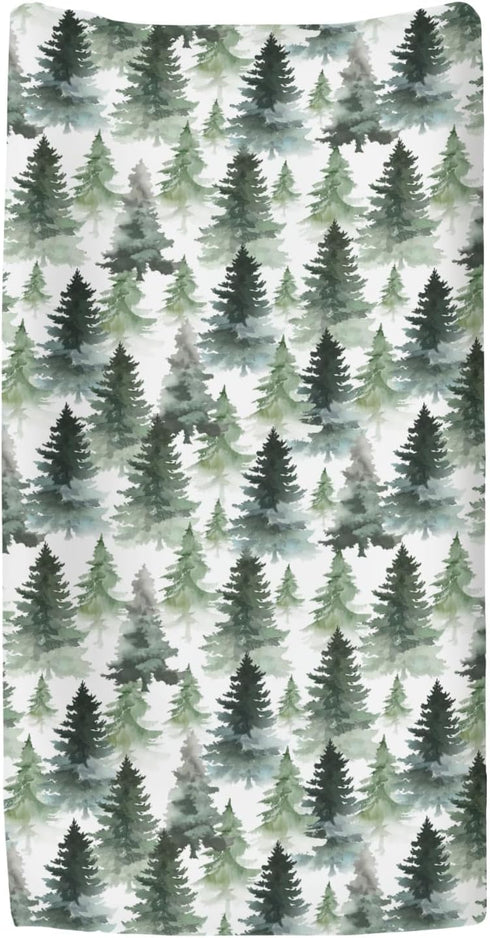 ZoUbqchY 32''16'' Watercolor Green Pine Trees Baby Changing Pad Covers for Boy Girl Gender Neutral Trees Fitted Change